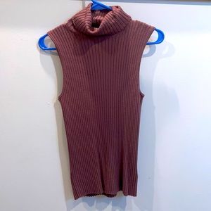 Express petite medium sangria/plum turtleneck tank